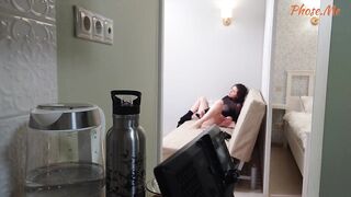 Behind The Scenes Of Sexy Brunette In Seamless Black Pantyhose Filming