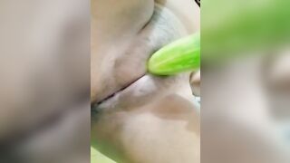 Tamil Hot Bhabhi sex with Green cucumber - huge cum out