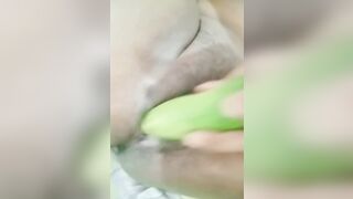 Tamil Hot Bhabhi sex with Green cucumber - huge cum out