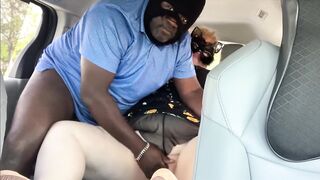 Big butt hot sexy BBW caught sucking black cock publicly in car