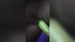 Wife fuck by big vegetable