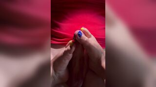 Toes massaging big dick