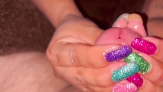 Sparkle nail handjob