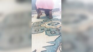 Hot mature wiping the carpet by bending over