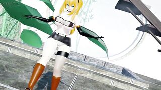 Mirai Akari Sex and Dance Hentai Vtuber Blonde Girl Big Boobs Mmd 3D Orange Boots Color Edit Smixix