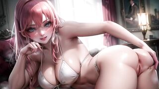 Sexy Anime Girls With Bikini Showing Ass and Pussy (with pussy masturbation ASMR sound!) Uncensored Hentai