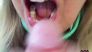 Sucking cock at a party and he shoots a big load of cum in my mouth!