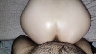 Big Oiled Ass Gets Fucked At Night By Her Lover, She Loves Doggy Style