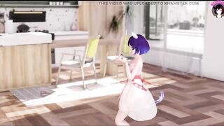 Nozomi - Cute Cat Girl Dancing + Gradual Undressing (3D HENTAI)