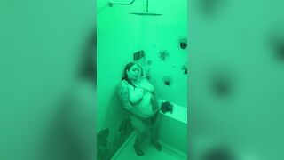 A little ass play in the shower. Bbw mature