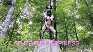 Cosplay hot milf in a bodysuit and bunny mask masturbates until she cums