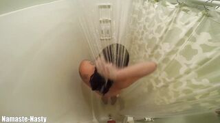 Namaste-Nasty Dirty Whore Tries to get Clean in the Shower | Naked Slut masturbates and spreads