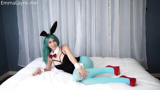 Bunny Bulma plays with her boobs for you