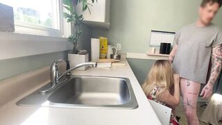 Sexy milf in sundress gets fucked by plumber