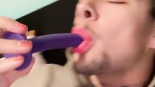 Pink Lips suck a dildo & more