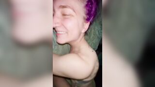 Quick Iphone Cum Shot Video OVER THE SHOULDER on her Face