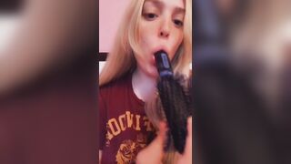 Sucking and Licking my Cum off my Hairbrush ~ Yummy