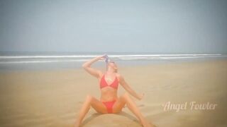 Beautiful Yoga Teacher having Tantra Practice on the Beach