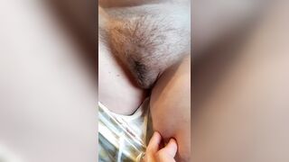 Wife hairy pussy in bath