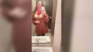 Flashing my Perfect Boobs at the Bathroom of the Gas Station