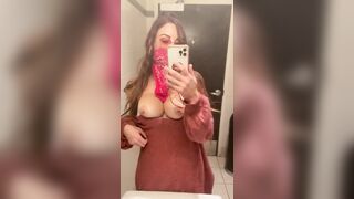 Flashing my Perfect Boobs at the Bathroom of the Gas Station